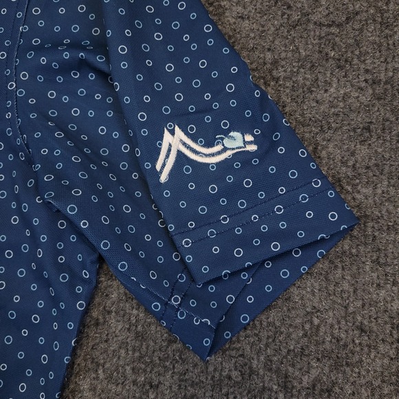 NWT Johnnie O Prep Performance Golf Polo Sz M Blue Micro Dot Stretch $98 MSP - Picture 8 of 15